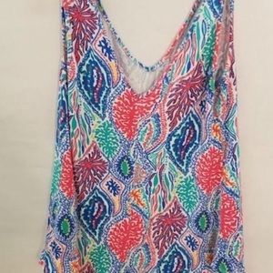 Lilly Pulitzer Women's Multicolor V Neck Wide Strap Tank Top Size S